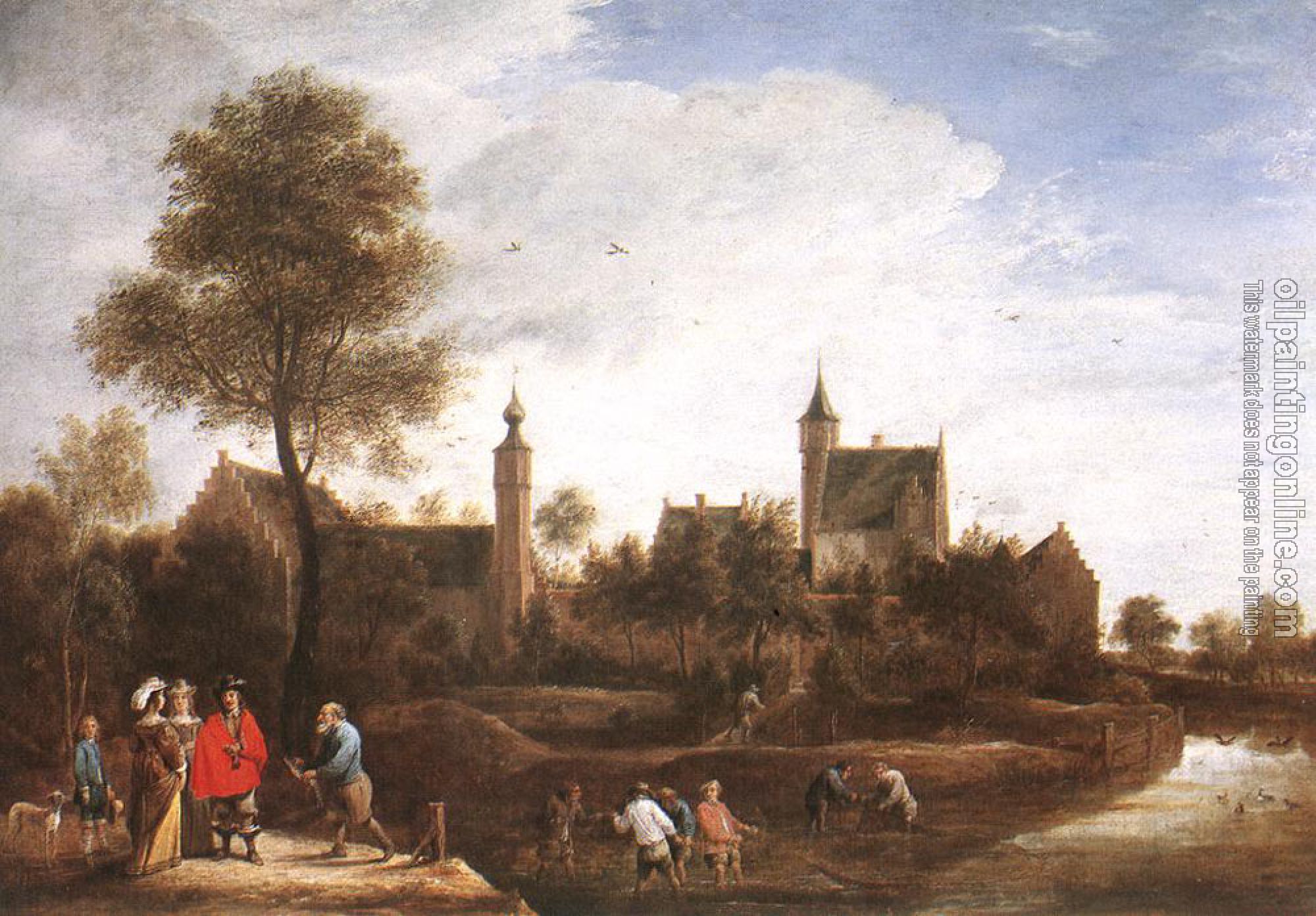 David Teniers the Younger - A View Of Het Sterckshof Near Antwerp